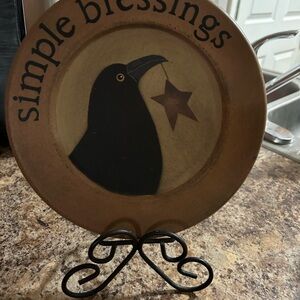 Rustic Black Crow Decorative Plate